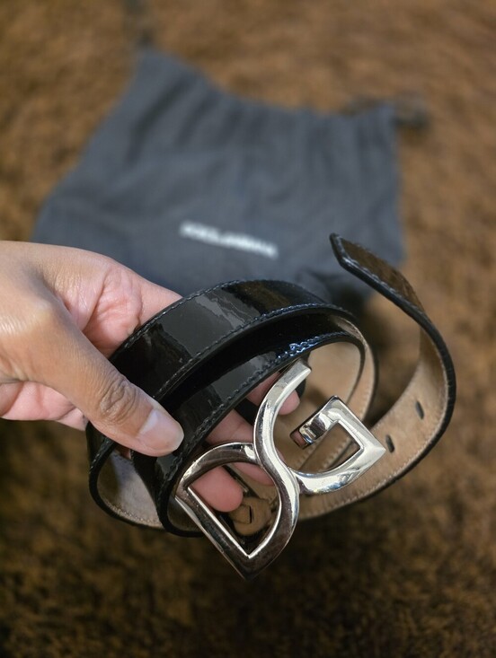 Dolce & Gabbana Black Patent DG Logo Belt main image 7